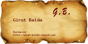 Girst Balda névjegykártya